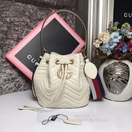 Gucci GG Marmont Quilted Leather Bucket Bag White 476674