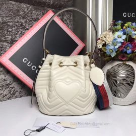 Gucci GG Marmont Quilted Leather Bucket Bag White 476674