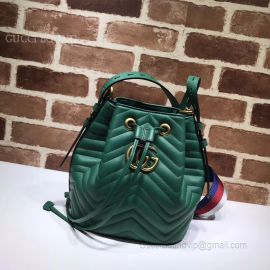 Gucci GG Marmont Quilted Leather Bucket Bag Green 476674