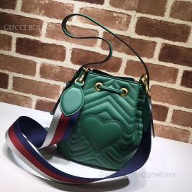 Gucci GG Marmont Quilted Leather Bucket Bag Green 476674