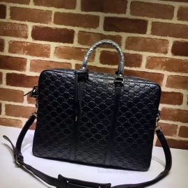 Gucci Men Sima Leather Business Bag Black 201480
