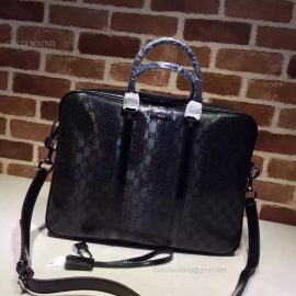 Gucci Men Sima Leather Business Black Bag 201480