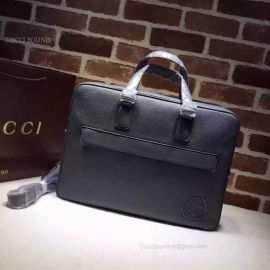Gucci Leather Briefcase Bag Pewter 322057