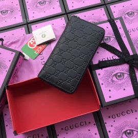 Gucci GG Icon Guccissima Black Large Zip Around Wallet Men 307987