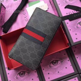 Gucci GG Supreme Web Zip Around Wallet Dark Gray 408831