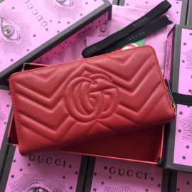 Gucci GG Mermont Women Leather Long Wallet Red 474814