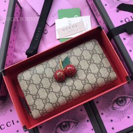 Gucci GG Supreme Zip Around Wallet With Cherries Red 476049