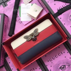Gucci Queen Margaret Leather Zip Around Wallet Three Colours 476069