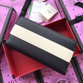 Gucci Queen Margaret Leather Zip Around Wallet Black And White 476069