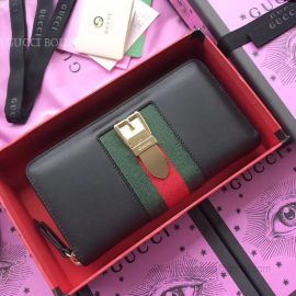 Gucci Sylvie Leather Zip Around Wallet Black 476083