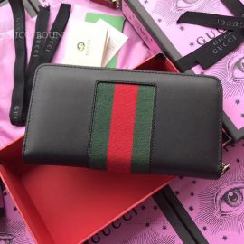 Gucci Sylvie Leather Zip Around Wallet Black 476083