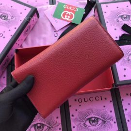 Gucci Leather Double G And Crystals Wallet Red 499313