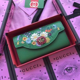 Gucci Leather Double G And Crystals Wallet Green 499313