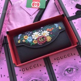 Gucci Leather Double G And Crystals Wallet Black 499313