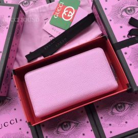 Gucci Leather Zip Around Wallet With Bosco Pink 499337