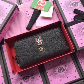 Gucci Leather Zip Around Wallet With Bosco Black 499337