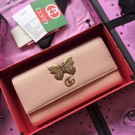 Gucci Leather Continental Wallet With Butterfly Pink 499359