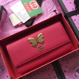 Gucci Leather Continental Wallet With Butterfly Red 499359