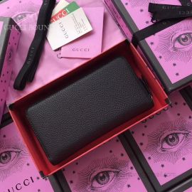 Gucci Leather Zip Around Wallet With Butterfly Black 499363