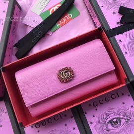 Gucci Leather Continental Wallet With Double G And Crystals Pink 499790