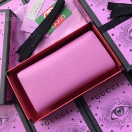 Gucci Leather Continental Wallet With Double G And Crystals Pink 499790