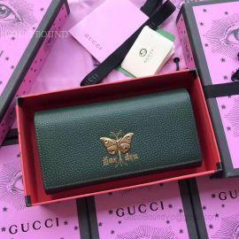 Gucci Garden Butterfly Calfskin Continental Wallet Green 516926