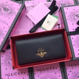 Gucci Garden Bat Calfskin Continental Wallet Black 516926