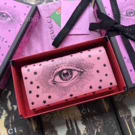 Gucci Garden Leather Long Wallet With Eye Pink 521556