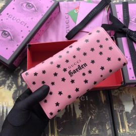 Gucci Garden Leather Long Wallet With Eye Pink 521556