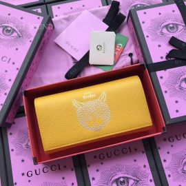 Gucci Garden Leather Long Wallet With Cat Yellow 521556