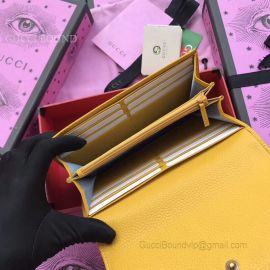 Gucci Garden Leather Long Wallet With Cat Yellow 521556