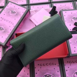 Gucci Garden Leather Long Wallet With Cat Green 521556