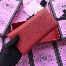 Gucci Garden Leather Long Wallet With Cat Red 521556