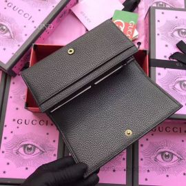 Gucci Garden Leather Long Wallet With Cat Black 521556