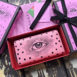 Gucci Garden Leather Long Wallet  With Eye Pink 521557
