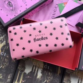 Gucci Garden Leather Long Wallet  With Eye Pink 521557