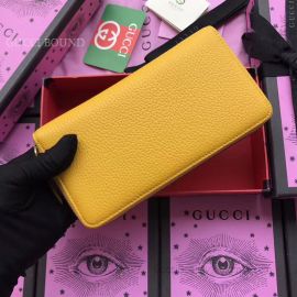 Gucci Garden Leather Long Wallet With Cat Yellow 521557
