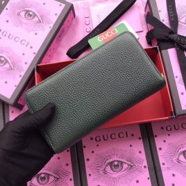 Gucci Garden Leather Long Wallet With Cat Green 521557