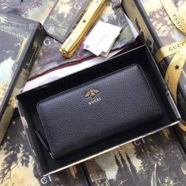 Gucci Animalier Leather Zip Around Wallet Black 523667