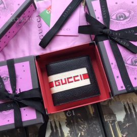 Gucci Stripe Leather Wallet Black 408827
