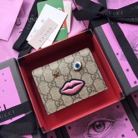 Gucci GG Supreime Canvas Card Case Holder Pink 431398