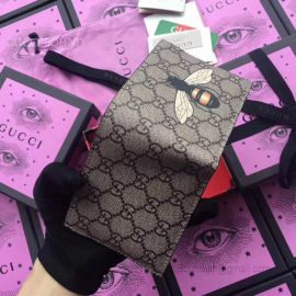 Gucci Bee Print GG Supreme Wallet Black 451268