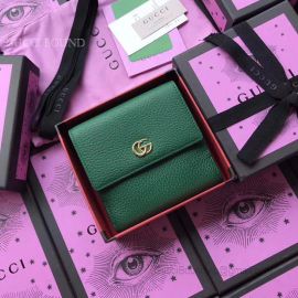 Gucci Leather French Flap Wallet Green 456122