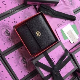 Gucci Leather French Flap Wallet Black 456122