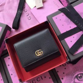 Gucci Leather Tri-Fold Wallet Black 474746