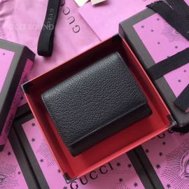 Gucci Leather Tri-Fold Wallet Black 474746