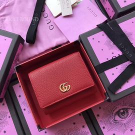 Gucci Leather Tri-Fold Wallet Red 474746
