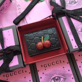 Gucci Signature Card Case With Cherries Black 476050