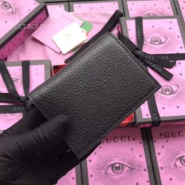 Gucci Embroidered Leather Card Holder Black 499311