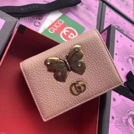 Gucci Leather Card Case With Butterfly Pink 499361